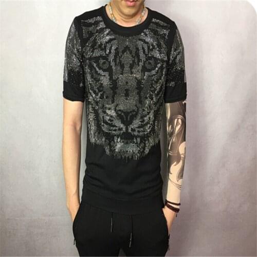 Men Casual 100% Cotton Diamonds design top tees Short Sleeve T Shirt