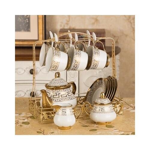 Coffee Cup Set European-Style Bone China Ceramic Teacup Tableware 16-Piece Set Of Household Kitchen Supplies English Tea Set