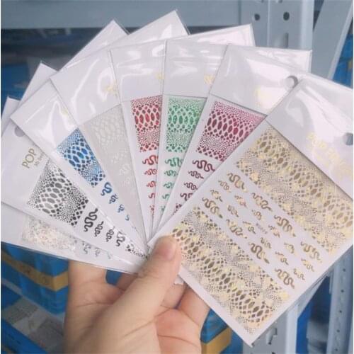 5PCS New Colorful Snake Pattern 3D Tips Art Transfer Stickers Decals Manicure Decoration Nails Tools Nail Art Nail Sticker