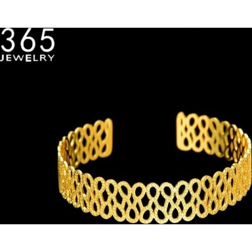 New Fashion Bangles Stainless Steel Gold Adjustable Color Hollow Out Style Bracelet For Women Gift Pulseras Charm Bracelets