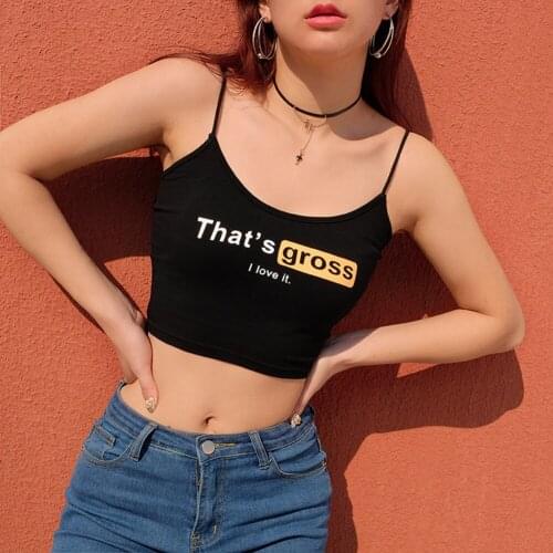 New Sexy Woman Girls Summer Tank Tops Sleeveless Letter Print Strap Black T-shirt Female Clubwear Ladies Clothes
