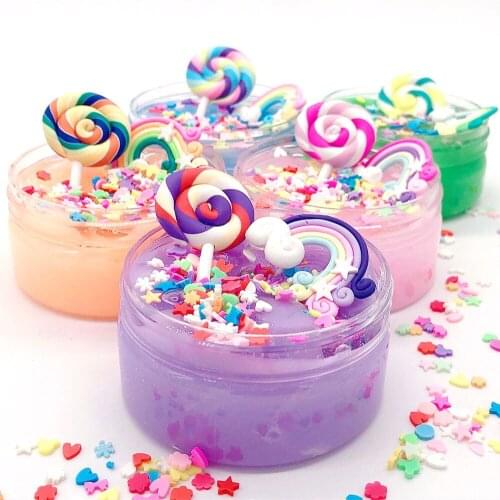 New Fruit Slime Toy Polyme Color Slime Gift 100ml DIY Kawaii Rainbow Fluffy Slime Cloud Slime Modeling Clay Rainbow Toy For Kids