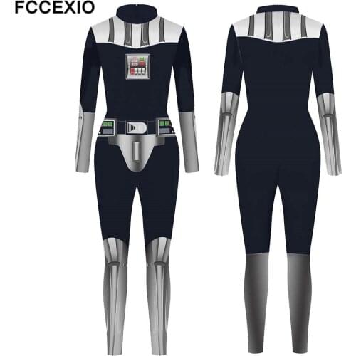 FCCEXIO The Movie Hero Mode Pattern 3D Print Sexy Bodysuits Women Plus Size Long Sleeve Cosplay New Jumpsuit