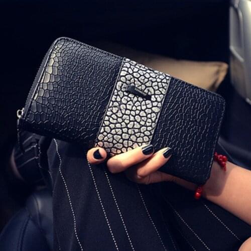 New lady wallet Long fashion zipper wallet Large capacity crocodile grain ladys wallet woman hand bag Clutch Bag Portefeuille