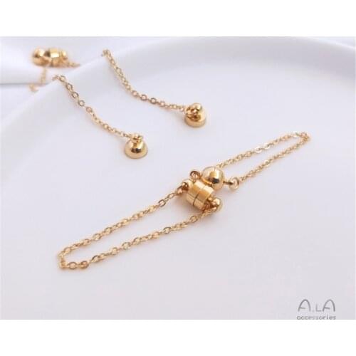 14K Gold Filled Drop proof magnet clasp Diy bracelet necklace with O-chain safety end clasp