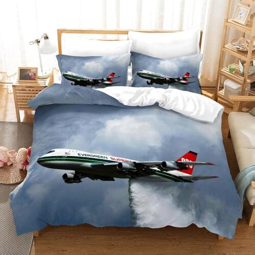 Dropshipping SINGLE only 1 Pillowcase Airplane Pattern Queen Size Bedding For Boys Aircraft Duvet Cover Set Bedding Planes Bed