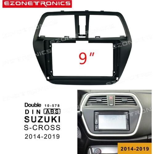 1-2Din Car DVD Frame Audio Fitting Adaptor Dash Trim Kits Facia Panel 9inch For Suzuki S-CROSS 2014-2019 Double din Radio Player