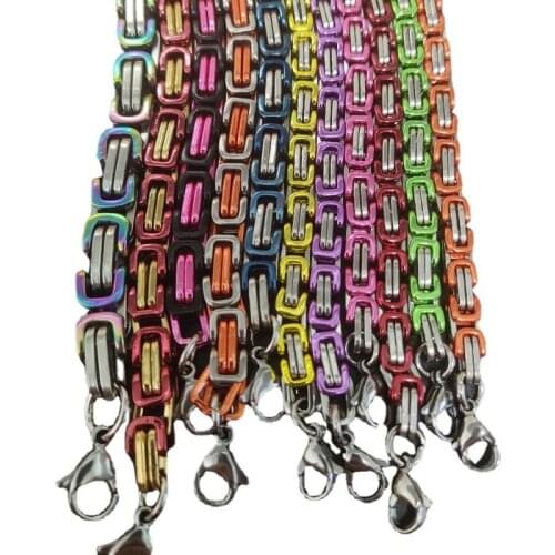 Luxury Byzantine Emperor Necklace Men Women 304 Stainless Steel Jewelry Gold Blue Orange Colorful Red Yellow Purple Chain Party