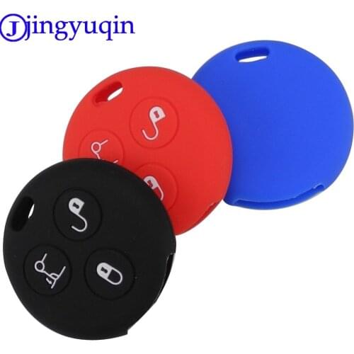 Jingyuqin Silicone Remote Car Key Cover Case For Benz Smart City Fortwo Roadster 3 Button key Holder