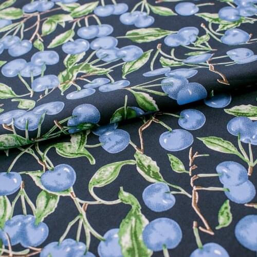 Blue Cherry Pure Cotton Reactive Printing And Dyeing For Dress Tissus Au MÈTre Telas Por Metro Tissu Vestidos Sewing Tela Ткань