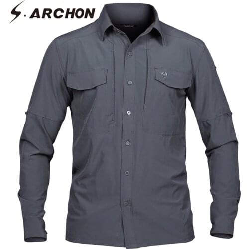 S.ARCHON Quick Dry Military Shirt Men Autumn Breathable Long Sleeve Tactical Army Shirts Casual Fashion Elastic Fabric Shirts