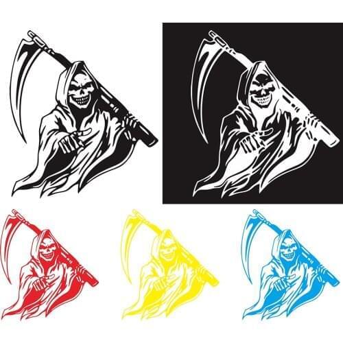 D-1033 Zombie Harvester Skull Sticker Car Truck Wall Vinyl Sticker Grim Reaper Skull Decal Machine Gun