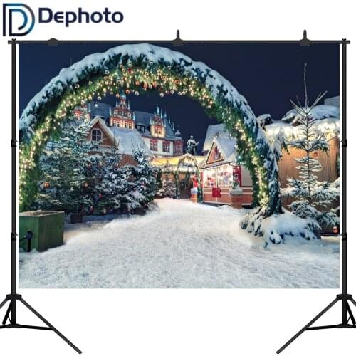 Dephoto Winter Snow Christmas Castle Arch Gate Photography Backdrops Vinyl Backdrop Custom Backgrounds Props For Photo Studio
