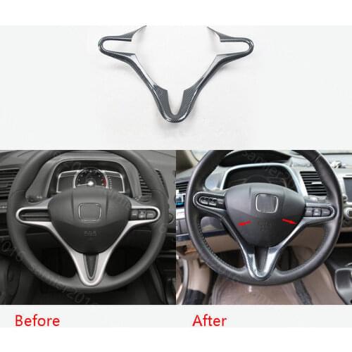 Car Inner Steering Wheel Buttons Cover Trim Frame Decal Fit For Honda Civic 2009-2011 Car Styling Sticker Decoration Accessories