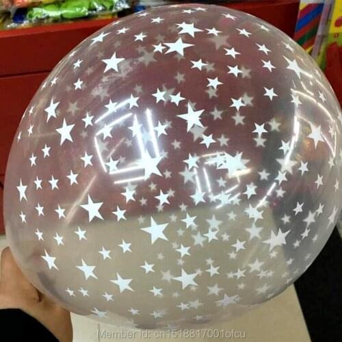 50pcs Printed STAR BALLOON12 inch white transparent sky star printing balloon wedding decoration marriage to say the necessary
