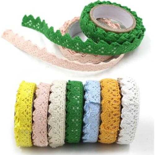 High Quality Cotton Lace Fabric White Crochet Lace Roll Ribbon Knit Adhesive Tape Sticker Craft Decoration Fabric DIY Home Decor