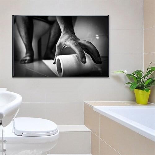 Funny Plakat Quotes Toilet Paper Black Painting Wall Pictures for Bathroom Modern Minimalistic Watchmen Wall Decor Canvas Print