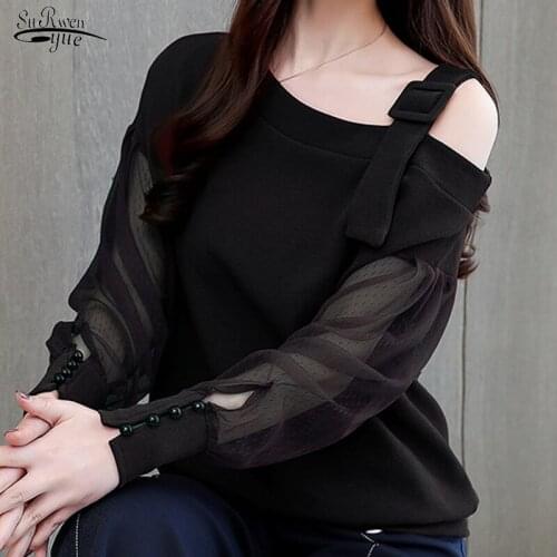 2021 Women Spring New Blouse Camisas Mujer Women Tops and Blouses Sexy Off Shoulder Top Chiffon Blouse Blusas Mujer De Moda 1224