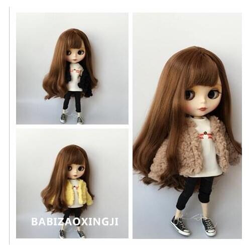 T02-X257 Blyth Doll clothes 30cm 1/6 dolls Azone Accessories colorful Fur coat 1pcs