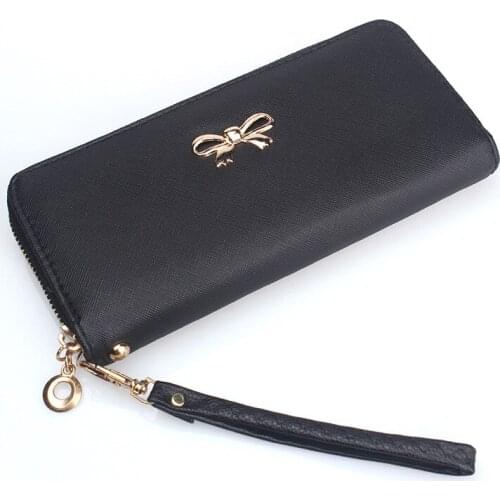 Women Wallets 8 Candy Colors Good Quality Cute Bow Lady Handbags Woman Clutch Zipper Coin Purse Cards ID Holder Wallet Money Bag