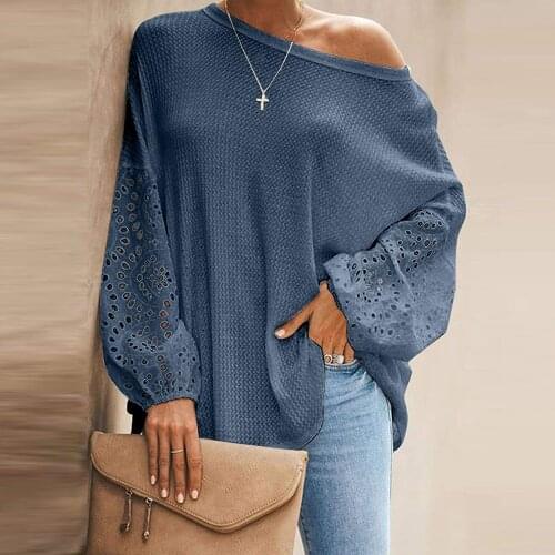Women Batwing Sleeve Knitted Pullover Hollow Out Elegant Knitwear Off Shoulder Solid Color Vintage Loose Oversized Jumper Pull
