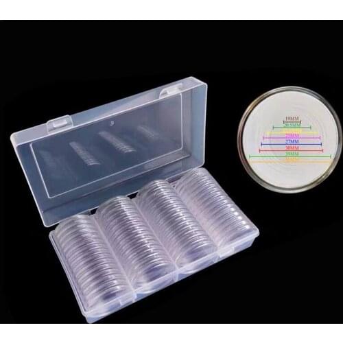 Gold Coin Storage Box 60PCS Coin Capsules With 8 Sizes 19/20.5/22.25/25/27/30/39/41MM Protect Gasket Coin Holder Case