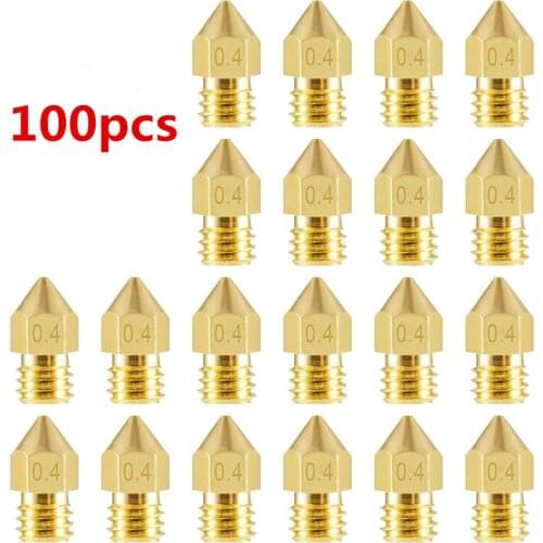 100pcs MK7 MK8 Nozzle 0.3 0.2 0.4mm 0.5mm MK8 Nozzle Threaded 1.75mm 3.0mm Filament Head Brass Nozzles For 3d Printer Parts