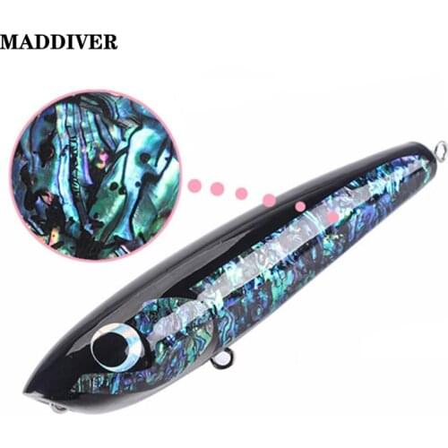 120g Topwater Wooden Stickbait GT Surface Trolling Lure Deep Sea Pencil Boat Fishing Artificial Bait Abalone Shell Angling