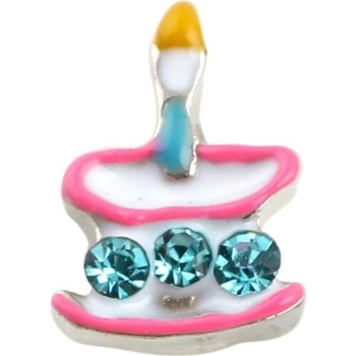 20Pcs/Lot Birthday Cake Alloy Floating Charms Hand-made DIY for Glass Lockets