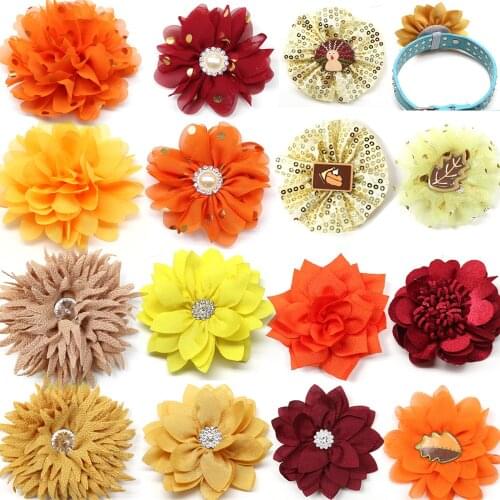 40pcs Thanksgiving Dog Accessories Dog Bowties Neckties Fall Pet Supplies Dog Hair Accessories Movable Dog Collar Accessories