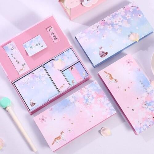 5 Sets Korean Memo Pad Set 6 In 1 Style To Do List Planner Stickers Cute Sticky Notes Office Stationery Notepad Kawaii Girl Gift