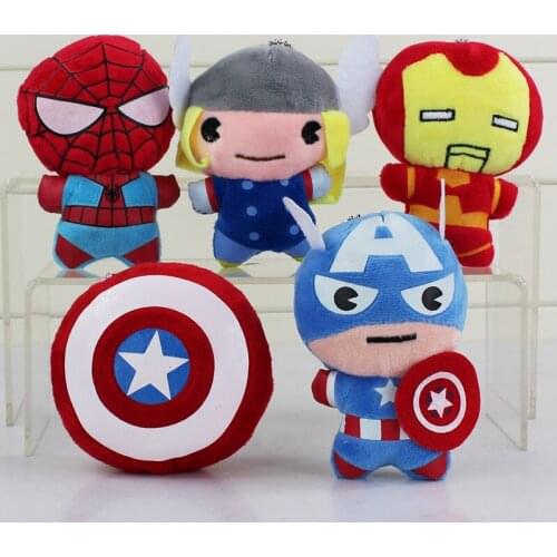 5Styles Superheroes Avengers Plush Toys Captain America Thor Iron Man Spiderman Shield Plush Pendant Toys Dolls 11cm