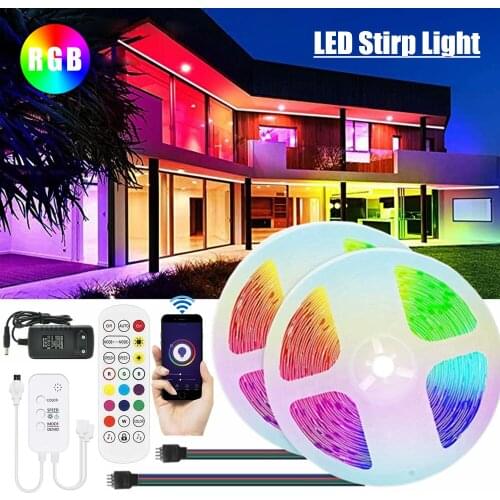 5050 Waterproof 20M LED Strips Light Decoration Background Lamp Tape Flexible Ribbon LED Diode Bluetooth Controller RGB String