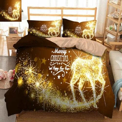 Glittering Christmas Sika deer decoration 3D Bedding Set Twin Full Queen Bed Sheet Double Bed set Duvet/Quilt Cover Pillowcas