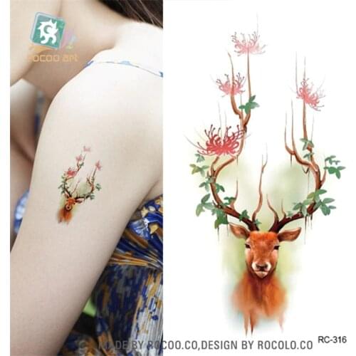 Body Art waterproof temporary tattoos for lady and women 3d simple deer design small arm tattoo sticker wholesales RC2316