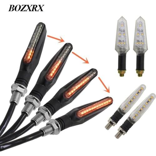 BOZXRX 1 pair Universal Flowing Water Flicker Motorcycle LED Turn Signal Indicators Double Sides Double Colors Turn Tail Light