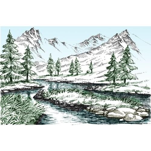 DABOXIBO Mountain Tree Stone Clear Stamps Mold For DIY Scrapbooking Cards Making Decorate Crafts 2021 NEW Arrival