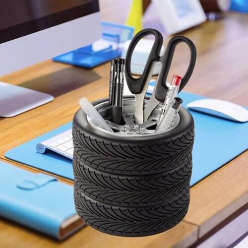 Tire Shaped Pen Holder Brush Pot Storage Supplies For Students Children Office School Learning Stationery Storage Simulation