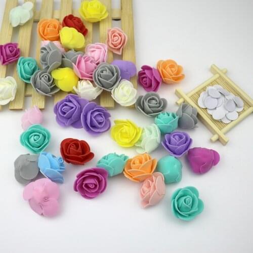 100Pcs Foam Fake Flower Roses Head Artificial Flowers Party Wedding Decoration For Scrapbooking Gift Box Diy Wreath With Glue
