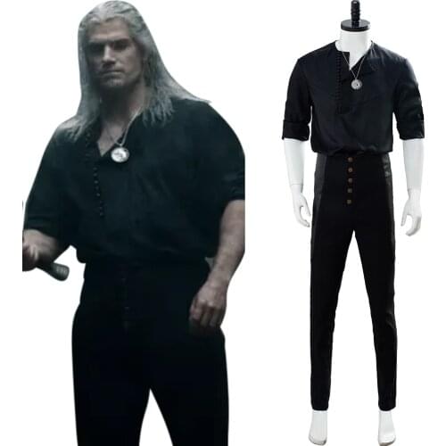 Geralt of Rivia Cosplay Costume Casual Wear Shirt Men Black Suit Halloween Carnival Costume Custom