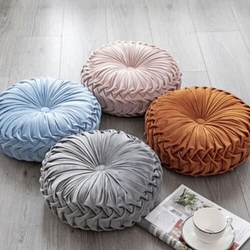 38CM Massage Chair Mat Comfortable Washable Home Support Cushion Round Solid Color Pleated Floor Pillow Cars Office Seat Cushion
