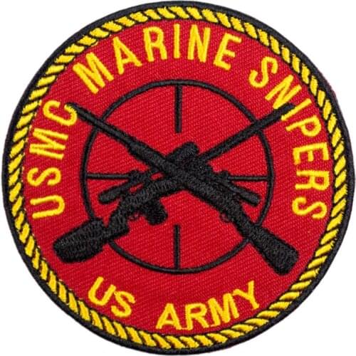 Marine Snipers Embroidered Patches Iron on Tactical Military Army Badge Applique USMC Rider Police Jacket Vest Decoration Custom