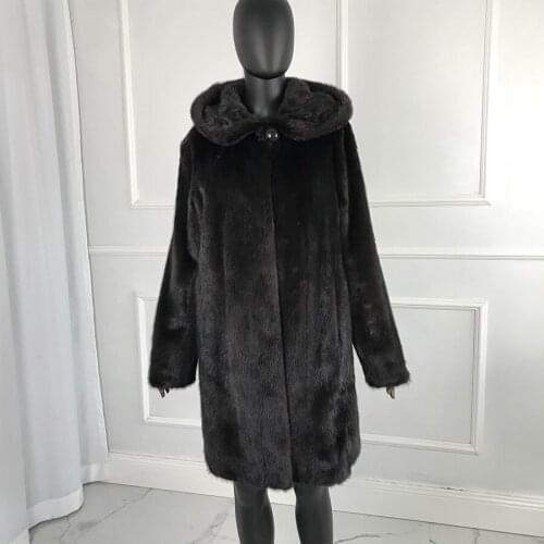 New Natural Mink Fur Coats For Women top quality and class popular mink fur coat Outwear Park With Fur For Female Warm with hoo
