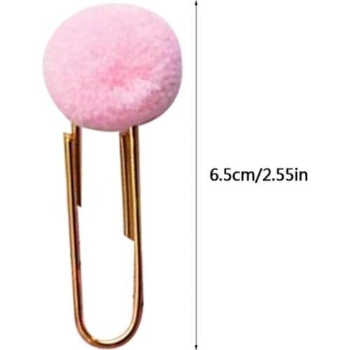 2021 New 10Pcs Color HairBall Paper Clip Hand Account Decoration Metal Bookmark Clip Stationery PaperClip Special Shaped Clip