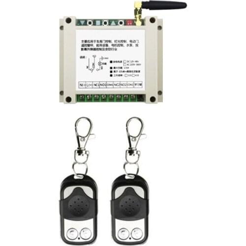 New DC12V 24V 36V 48V 10A 2CH 2Channe Radio Remote Control Switch Receiver 2* Metal Push Button Transmitter Learning Code