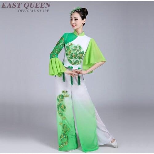 Wholesale Traditional Chinese Dance Costumes Chinese Collar National Fan Drum Yangko Dance Costume 3XL 4XL FF041 YQ