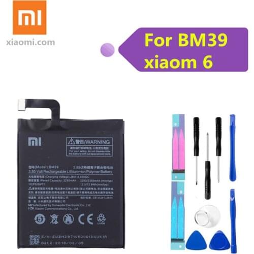 Original Battery for 6 meters BM39 Mi6 / Millet 6 Bateria 3350mAh mobile phone high capacity lithium polymer battery free kit