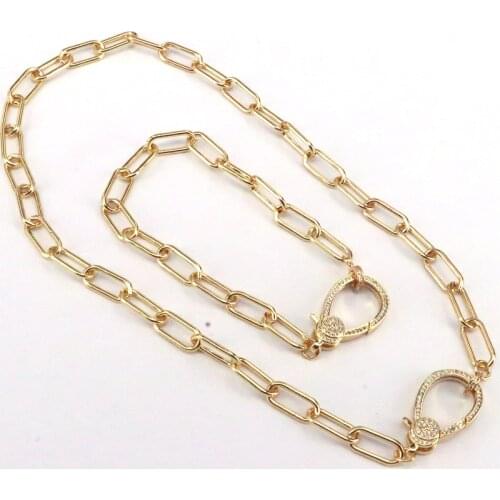 3Set New Trendy Gold Color Necklace& Bracelets for Women CZ Copper Lobster Clasps Necklace Punk Chunky Chain Jewelry