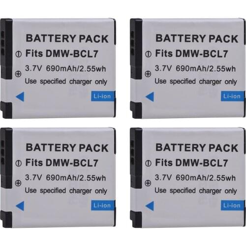 PowerTrust 4Pcs DMW-BCL7 690mAh BCL7 BCL7E Camera Battery for Panasonic Lumix DMC-F5, DMC-FH10, DMC-FS50, DMC-SZ10, DMC-SZ9, SZ8