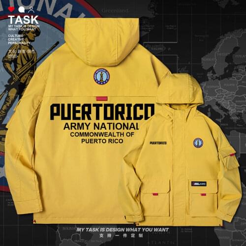Puerto Rico Rican PRI PR men jacket hooded Land Force logo army fan printed long sleeve Tactical jackets mens autumn clothes